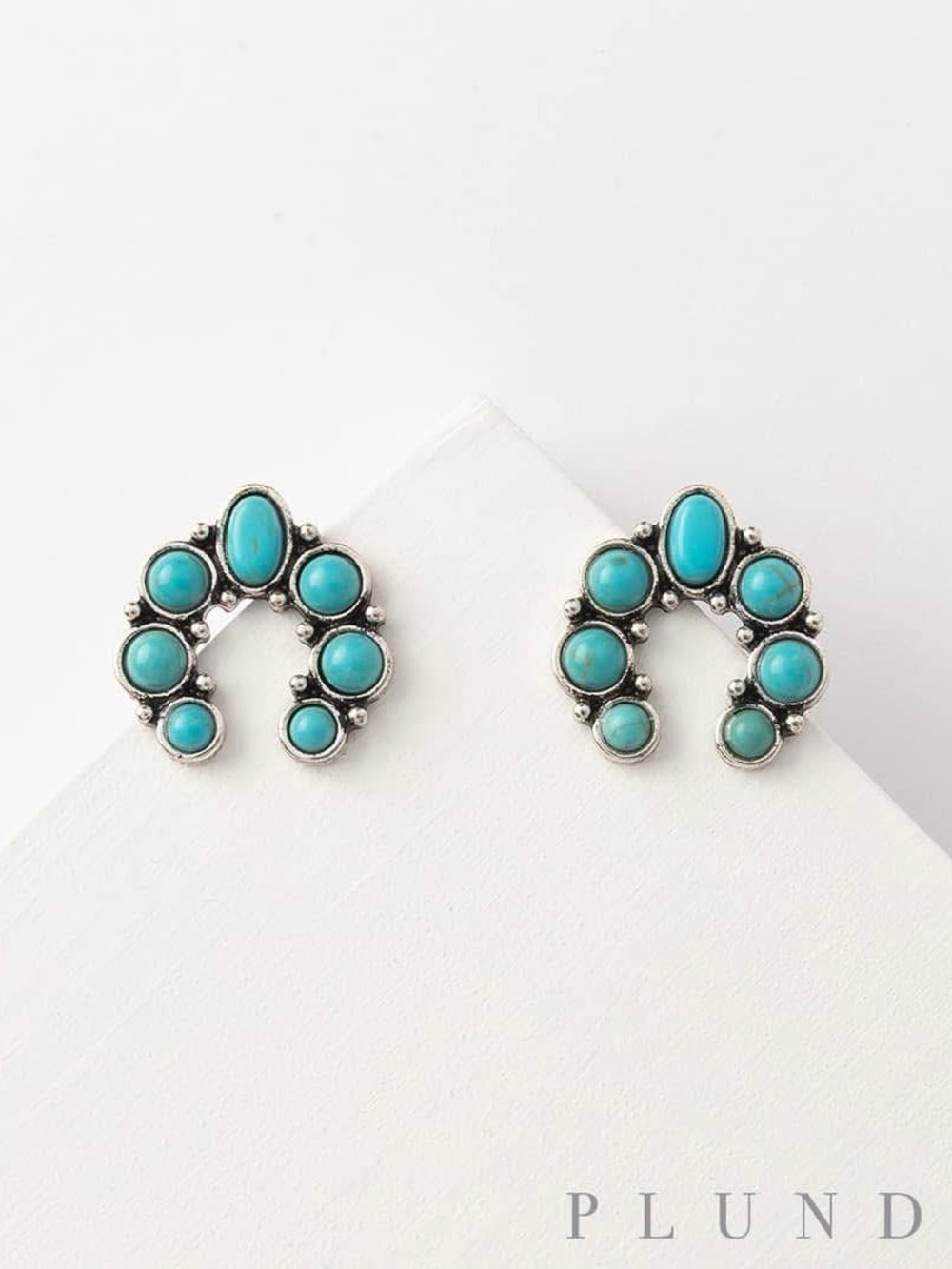 Plunder Design Annabella Turquoise Silver Horseshoe Stud Earrings